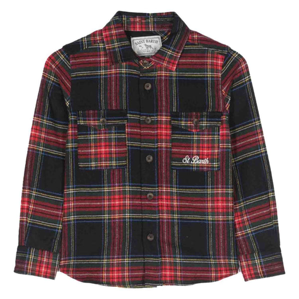 Boys Logo-Embroidered Tartan Shirt