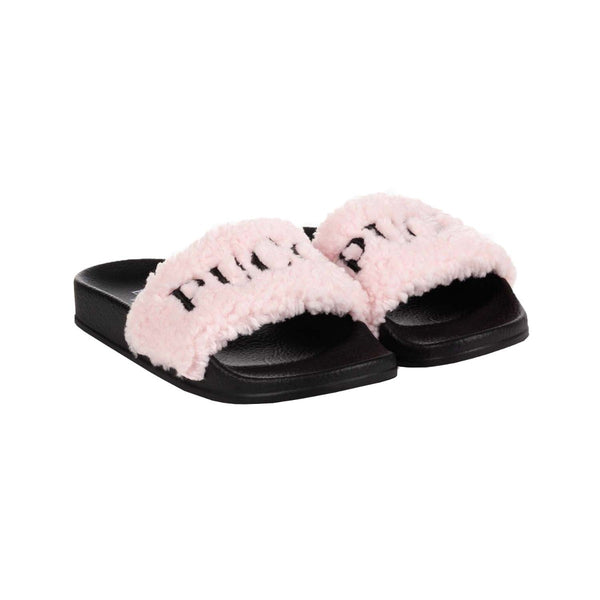 Black & Pink Fluffy Sliders