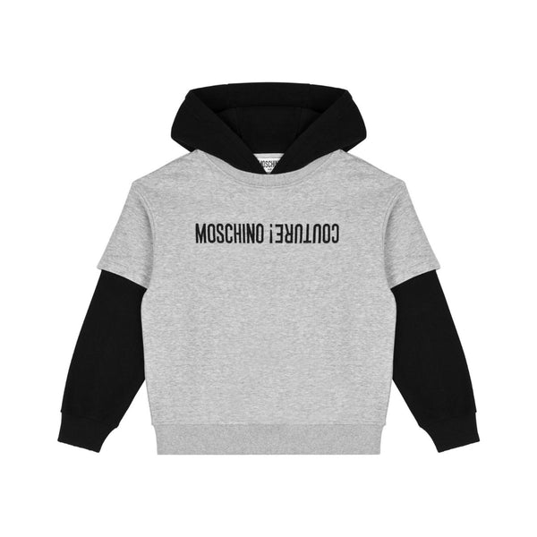 Boys Grey & Black Logo Hoodie