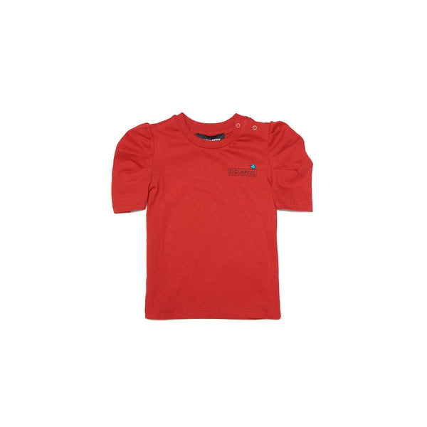 Girls Red Half Sleeves Cotton Top