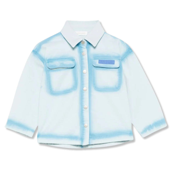 Boys Denim Blue Logo-Patch Shirt