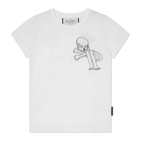 Boys White Wire Frame Cotton T-shirt