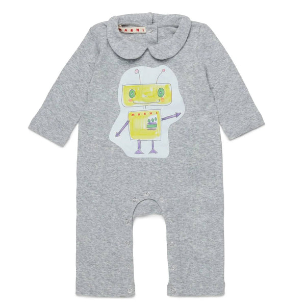 Baby Unisex Grey Graphic-Design Romper