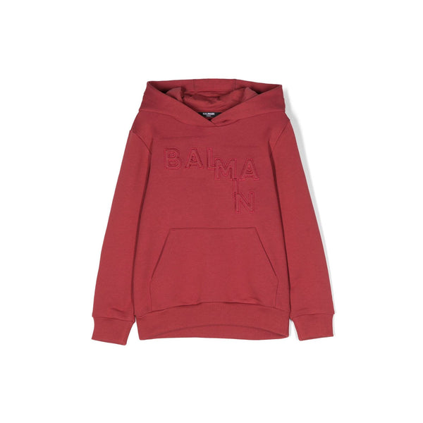 Kids Red Embroidered Logo Hoodie