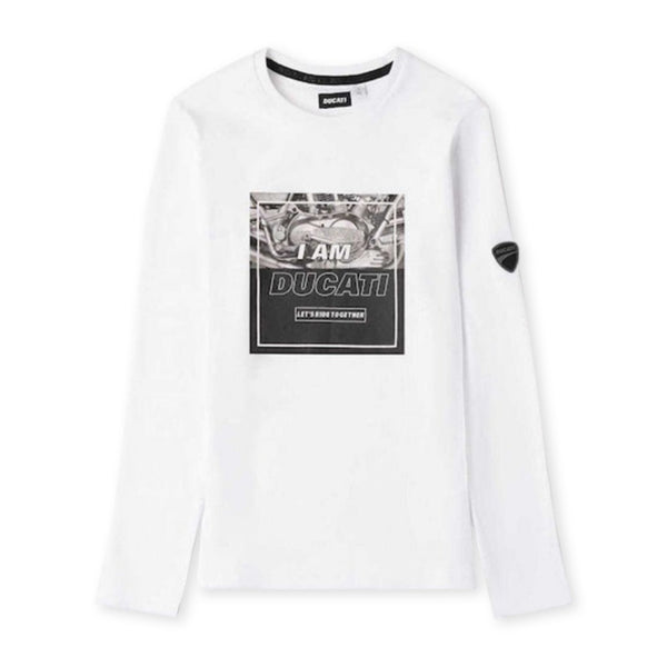 Boys White Full Sleeves T-Shirt