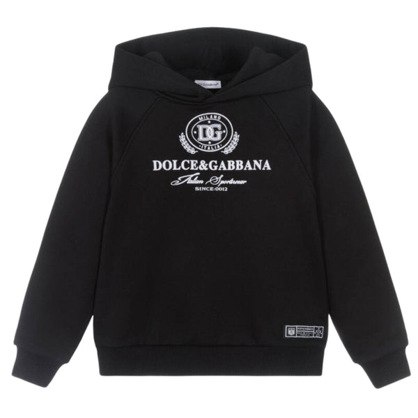 Boys Black Logo-Embroidered Hoodie