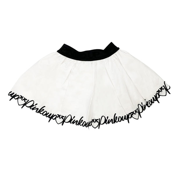 Girl White Cotton Logo Skirt