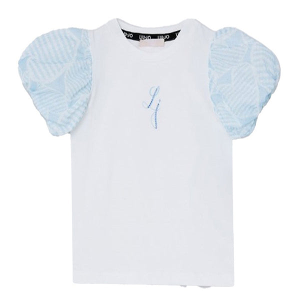 Girls White Cotton Half Sleeves T-Shirt