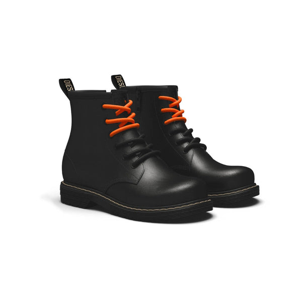 Kids Black High Lace-Up Boots