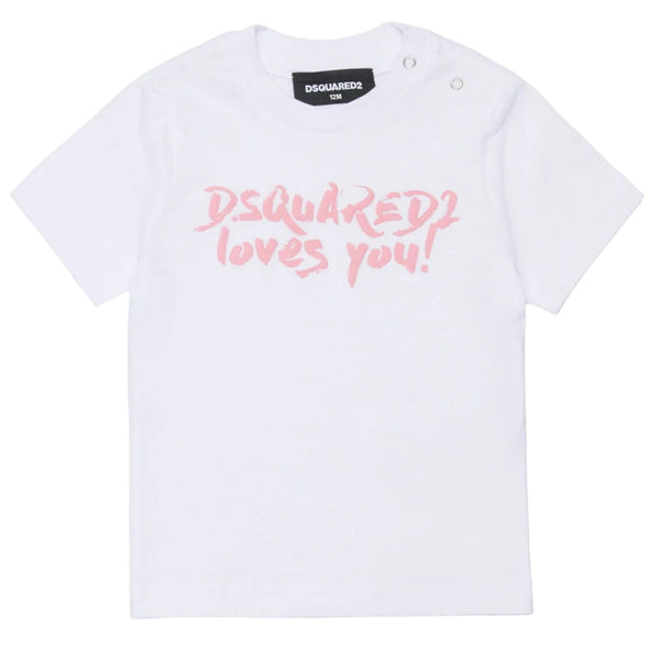 Baby Girls White Logo-Print T-Shirt