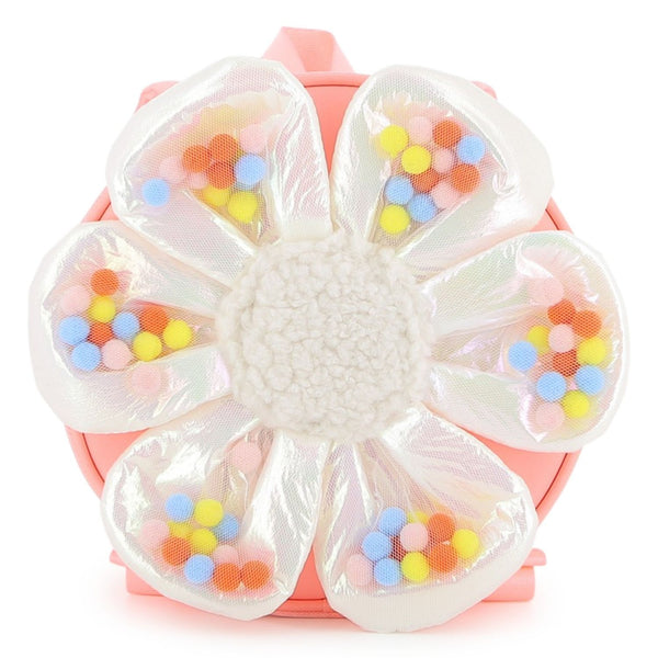 Girls Pink Circular Mesh Flower Backpack