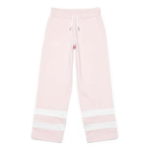 Pink Fleece Pants With Contrasting Color Bands