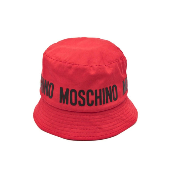 Kids Red Logo-Print Cotton Bucket Hat