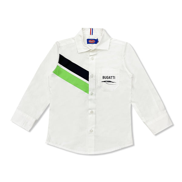 Boys White Stripes & Logo-Print Shirt