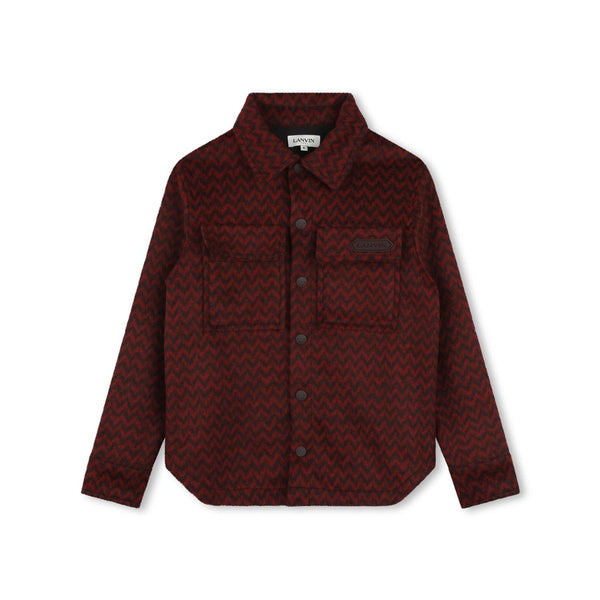 Boys Red Herringbone-Pattern Shirt