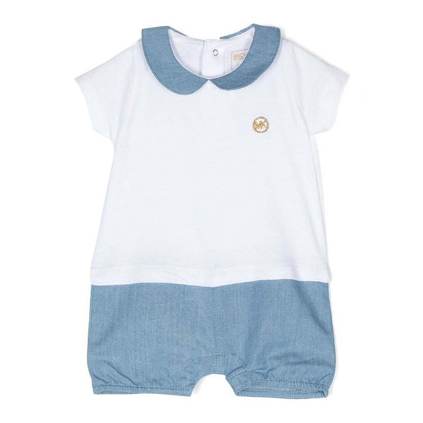 Baby White & Blue Cotton Shortie