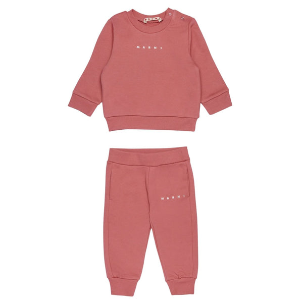 Baby Unisex Pink Logo-Embroidered Tracksuit