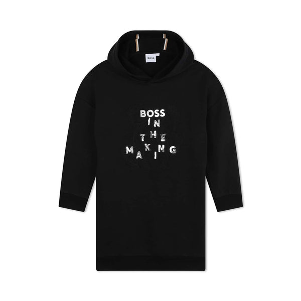 Girls Black Logo-Print Sweatshirt Dress