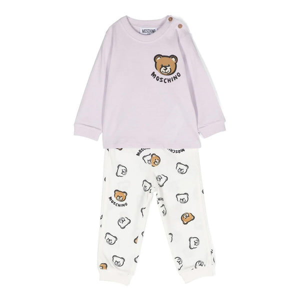 Kids Purple Teddy Logo Cotton Tracksuit