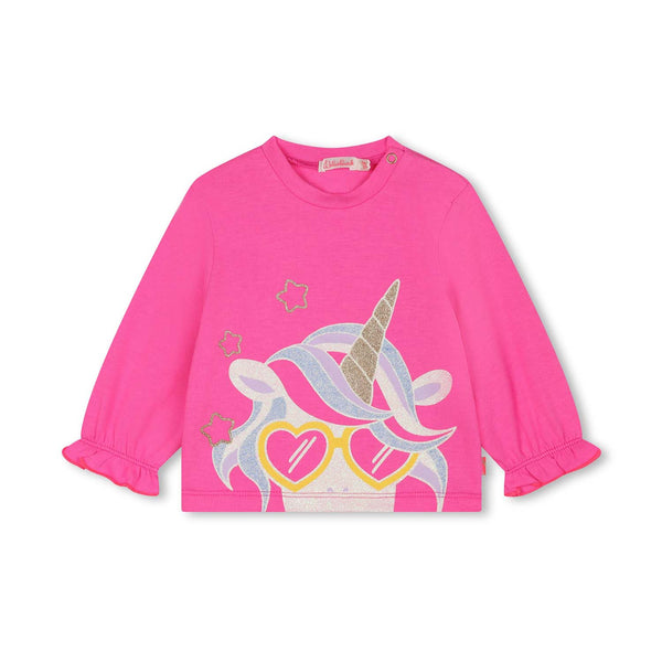 Baby Girls Pink Full-Sleeves Cotton T-Shirt
