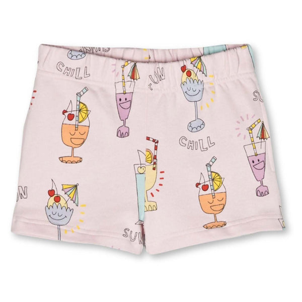 Girls Pink Graphic-Print Cotton Shorts