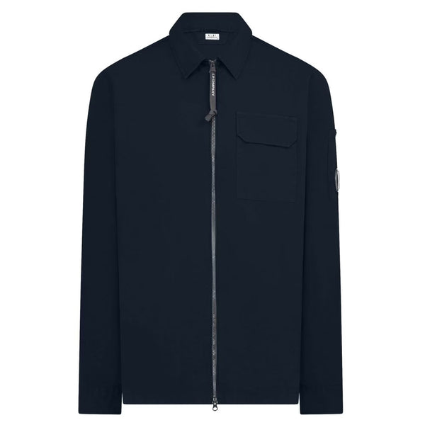 Boys Navy Blue Logo-Patch Zip-Up Shirts