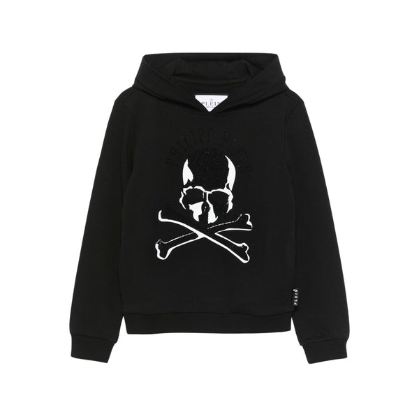 Unisex Black Rhinestone-Logo Hoodie