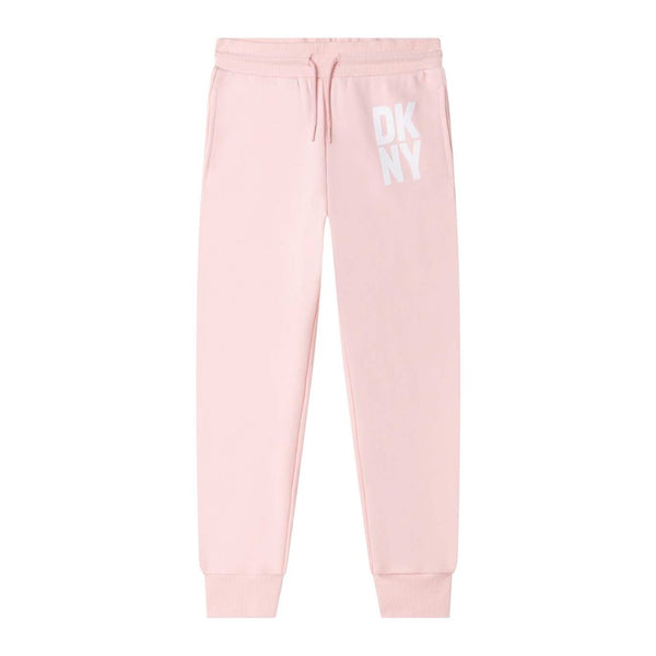 Girls Pink Cotton Logo Joggers