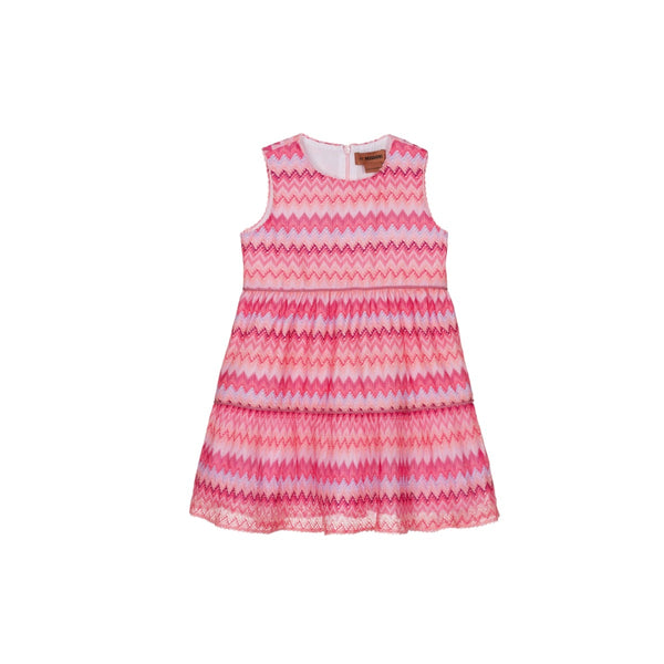 Girls Pink Zigzag Knit Dress