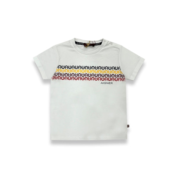 Boys White Cotton Logo T-Shirt