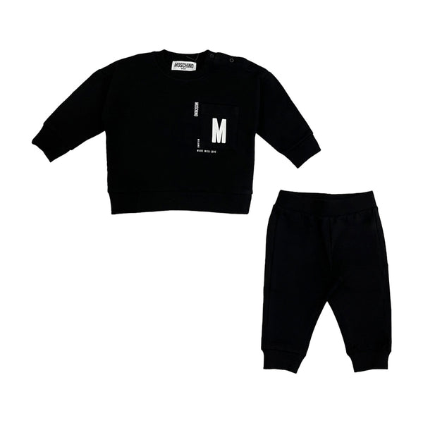 Baby Unisex Black Cotton M Logo Tracksuit