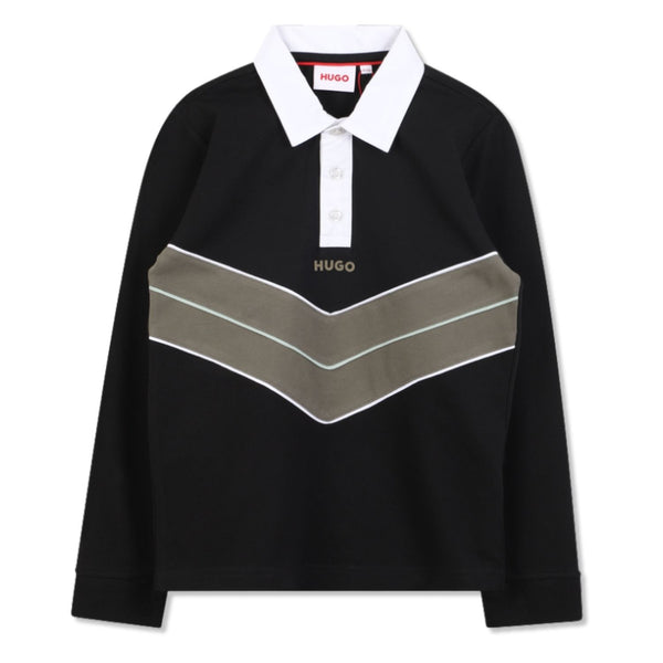 Boys Black Logo-Print Polo T-Shirts