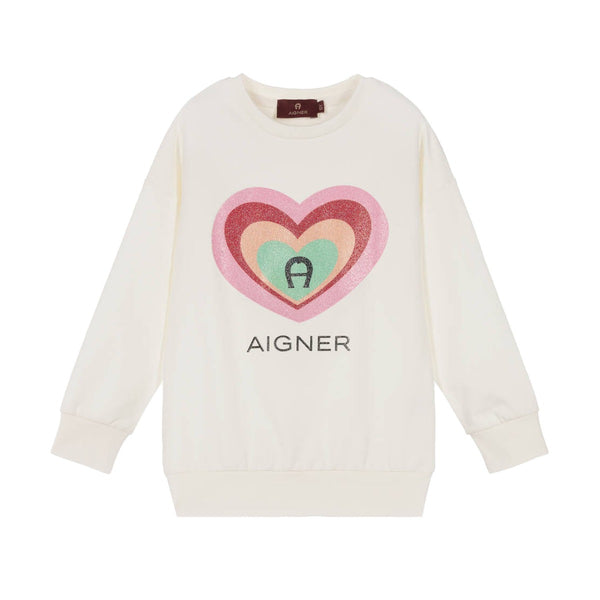 Girls Ivory Cotton Sweatshirt