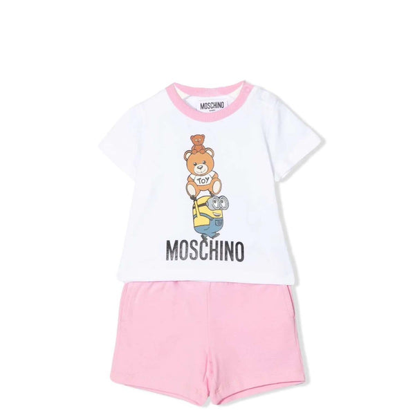 White T-shirt Pink Shorts Sets