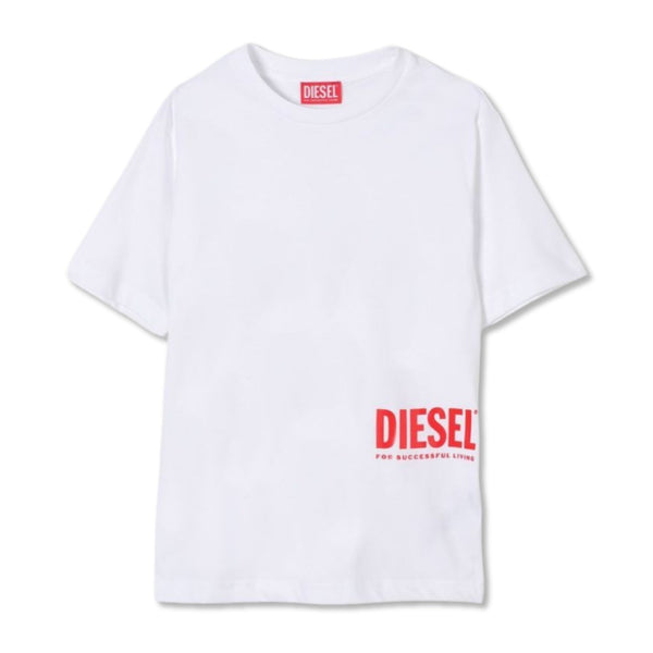 Boys White Logo-Print Cotton T-Shirt