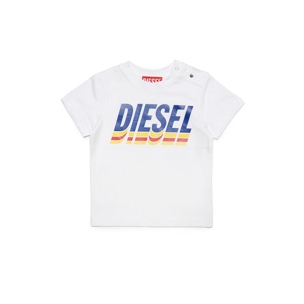 Baby Kids White Logo Print Half Sleeves T-Shirt