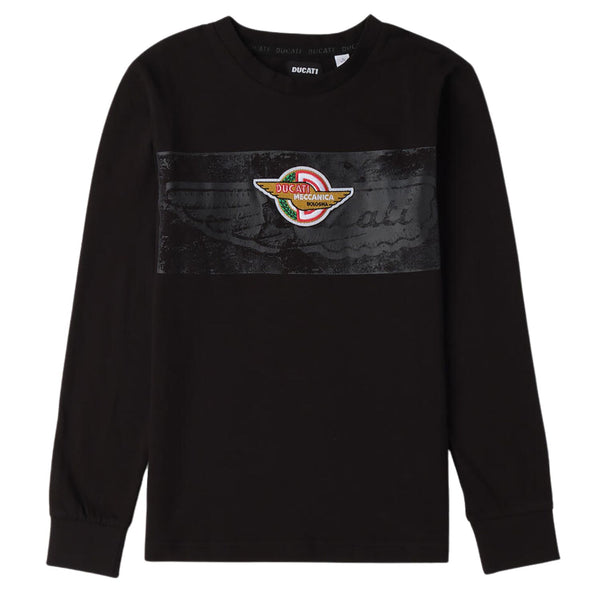 Boys Black Logo-Patch T-Shirt