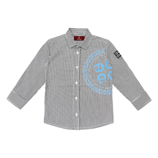 Boys White & Black Logo-Print Shirt