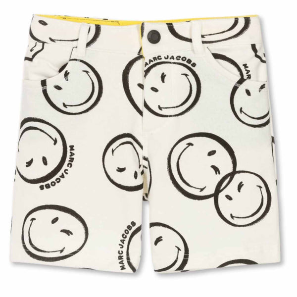 Boys Ivory Cotton Smiley Faces Shorts