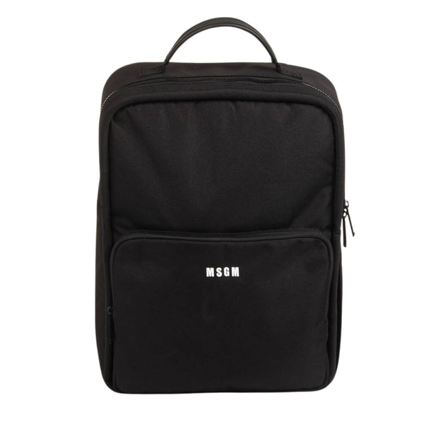 Unisex Black Logo-Patch Backpack