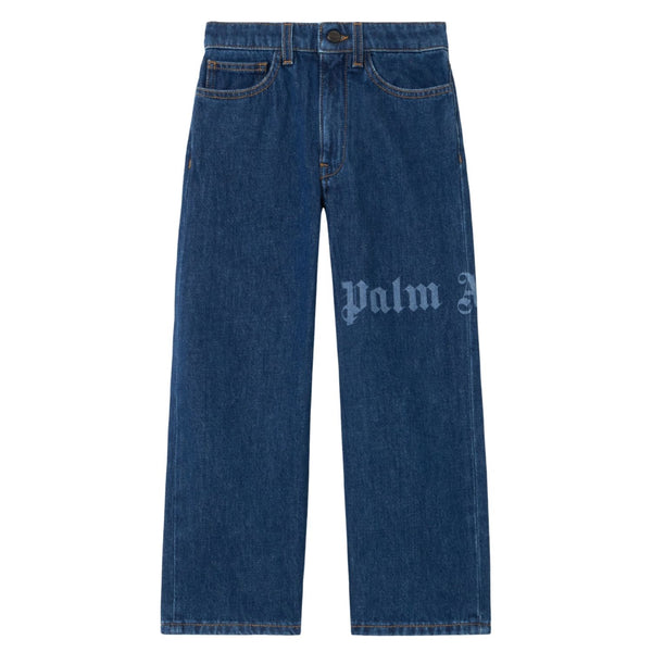 Boys Blue Denim Logo-Print Jeans