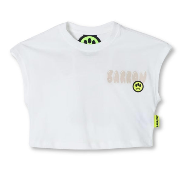 Girls White Crew Neck Tank Sleeveless T-Shirt