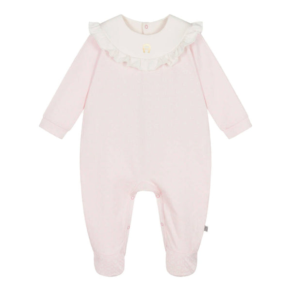 Girls Pink Cotton Ruffle Babygrow