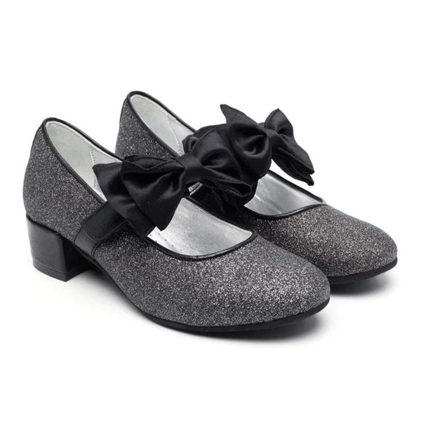 Girls Black Micro Glitter Ballet Flats