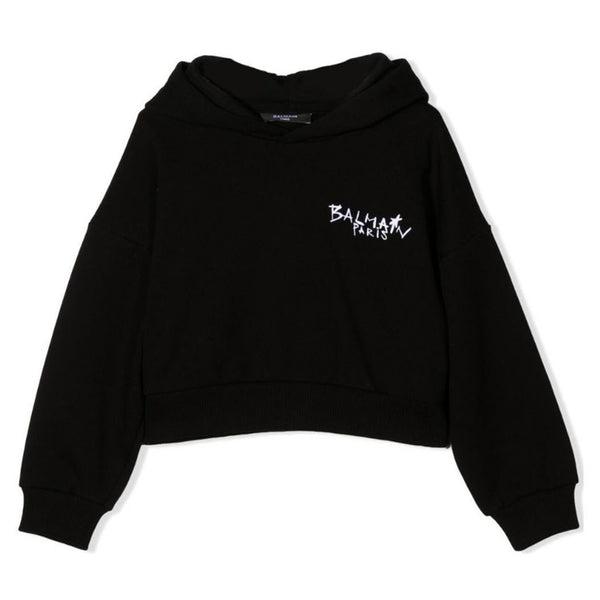 Girl Logo Print Cropped Hoodie