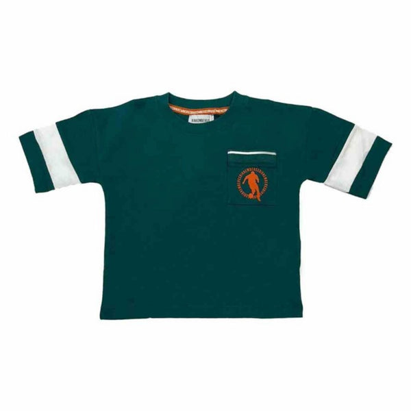 Boys Green Cotton Half Sleeves T-Shirt