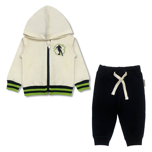 Baby Boys Cream & Black Logo-Print Tracksuit