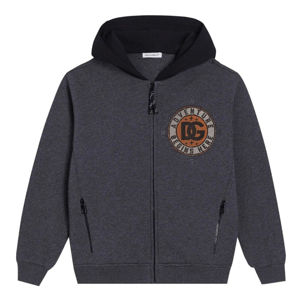 Boys Grey Logo-Print Hoodies