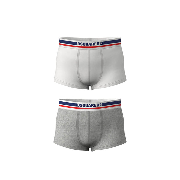 Boys White & Grey Logo-Waistband Underwear