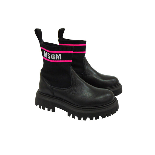 Black Mid-Top Flat MSGM Boots